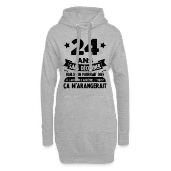 24 Ans anniversaire 24 anniversaire cadeau 24 ans - Sweat-shirt à capuche long Femme - gris chiné - Devant