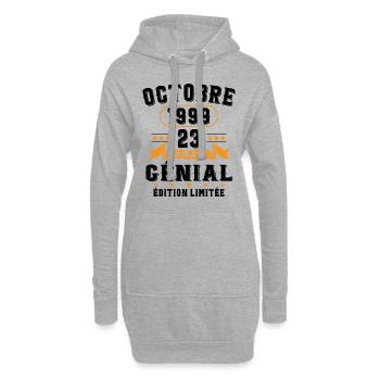 23 Ans Anniversaire Vintage Né(e) en Octobre 1999 - Sweat-shirt à capuche long Femme - gris chiné - Devant