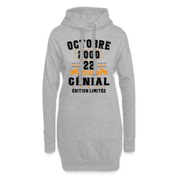 22 Ans Anniversaire Vintage Né(e) en Octobre 2000 - Sweat-shirt à capuche long Femme - gris chiné - Devant