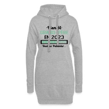 Bientôt Grand Père 2023 Cadeau Papy - Sweat-shirt à capuche long Femme - gris chiné - Devant