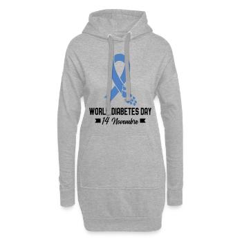 Welt-Diabetes-Tag - Hoodie-Kleid - Grau meliert - Vorne