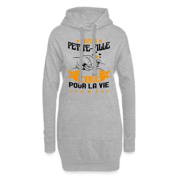 Papi & Petite Fille Grand Père Papy Cadeau - Sweat-shirt à capuche long Femme - gris chiné - Devant