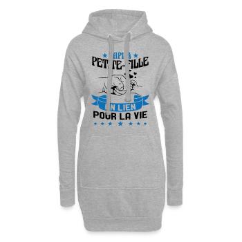 Papi & Petite Fille Grand Père Papy Cadeau - Sweat-shirt à capuche long Femme - gris chiné - Devant