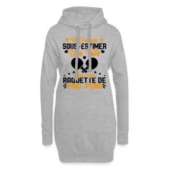 Une fille et joueur de ping pong Cadeau Humour - Sweat-shirt à capuche long Femme - gris chiné - Devant