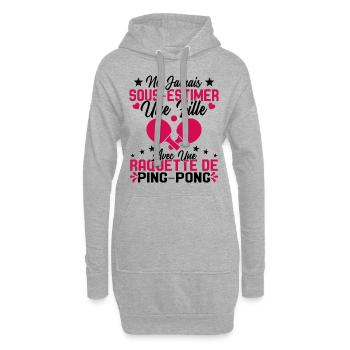 Une fille et joueur de ping pong Cadeau Humour - Sweat-shirt à capuche long Femme - gris chiné - Devant
