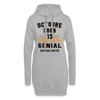 13 Ans Anniversaire Vintage En Octobre 2009 - Sweat-shirt à capuche long Femme - gris chiné - Devant