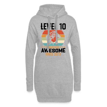 Level 10 Jahre Gaming-Geburtstagsgeschenk freischalten - Hoodie-Kleid - Grau meliert - Vorne