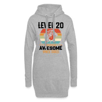 Level 20 Jahre Gaming-Geburtstagsgeschenk freischalten - Hoodie-Kleid - Grau meliert - Vorne
