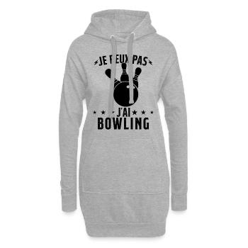 Je Peux Pas J'ai Bowling - Sweat-shirt à capuche long Femme - gris chiné - Devant