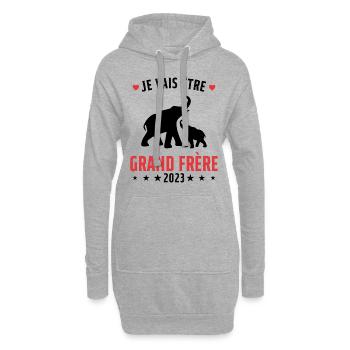 Je Vais Être Grand Frère en 2023 - Sweat-shirt à capuche long Femme - gris chiné - Devant
