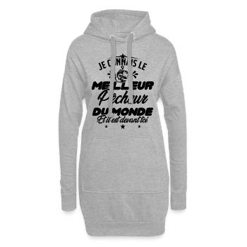 Meilleur Pecheur Humour Pêche Truite Drôle - Sweat-shirt à capuche long Femme - gris chiné - Devant