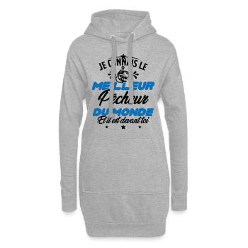 Meilleur Pecheur Humour Pêche Truite Drôle - Sweat-shirt à capuche long Femme - gris chiné - Devant