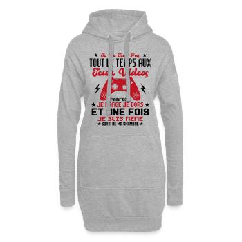 Je ne joue pas tout le temps aux jeux vidéos - Sweat-shirt à capuche long Femme - gris chiné - Devant