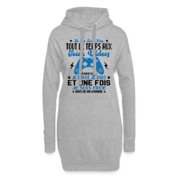 Je ne joue pas tout le temps aux jeux vidéos - Sweat-shirt à capuche long Femme - gris chiné - Devant