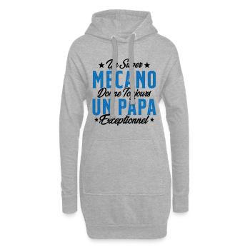 Mécano Papa Cadeau Drôle Fête Des Pères Garagiste - Sweat-shirt à capuche long Femme - gris chiné - Devant