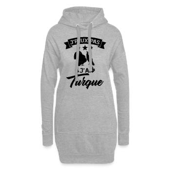 Je peux pas je suis Turque Cadeau - Sweat-shirt à capuche long Femme - gris chiné - Devant