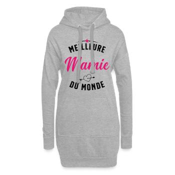 Meilleure Mamie Du Monde Humour Cadeau - Sweat-shirt à capuche long Femme - gris chiné - Devant