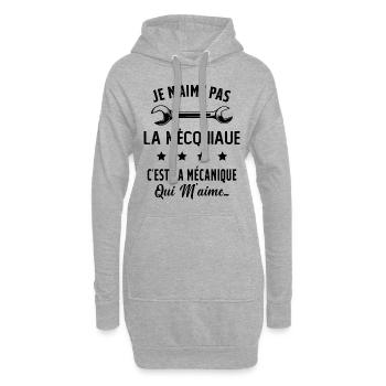 C'est la Mécanique Qui M'aime Cadeau Humour - Sweat-shirt à capuche long Femme - gris chiné - Devant