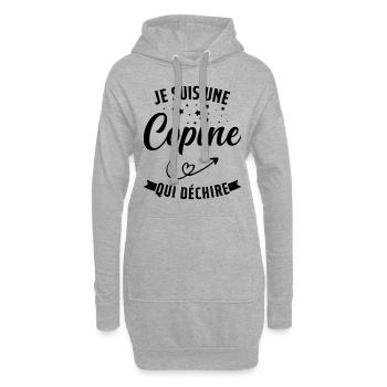 Je Suis Une Copine Qui Déchire Humour Cadeau - Sweat-shirt à capuche long Femme - gris chiné - Devant