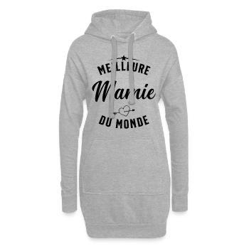 Meilleure Mamie Du Monde Humour Cadeau - Sweat-shirt à capuche long Femme - gris chiné - Devant