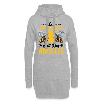 Les Papys Cools Ont Des Abeilles Cadeau Apiculteur - Sweat-shirt à capuche long Femme - gris chiné - Devant