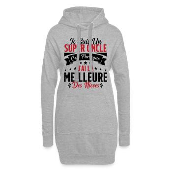 Un Super Oncle Cadeau Humour Nièce Tonton - Sweat-shirt à capuche long Femme - gris chiné - Devant