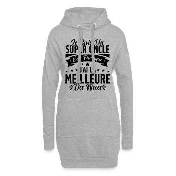 Un Super Oncle Cadeau Humour Nièce Tonton - Sweat-shirt à capuche long Femme - gris chiné - Devant