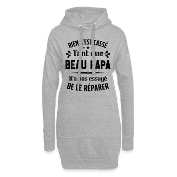 Rien n'est cassé tant que Beau Papa le réparer - Sweat-shirt à capuche long Femme - gris chiné - Devant
