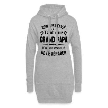 Rien n'est cassé tant que Grand Papa le réparer - Sweat-shirt à capuche long Femme - gris chiné - Devant