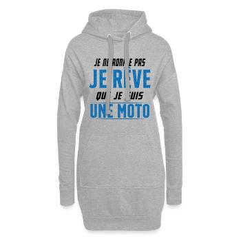 Je ne ronfle pas je rêve de moto ma passion - Sweat-shirt à capuche long Femme - gris chiné - Devant
