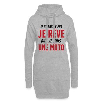 Je ne ronfle pas je rêve de moto ma passion - Sweat-shirt à capuche long Femme - gris chiné - Devant