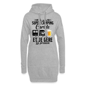 Super Camping Cariste et Je Gère la Pression - Sweat-shirt à capuche long Femme - gris chiné - Devant