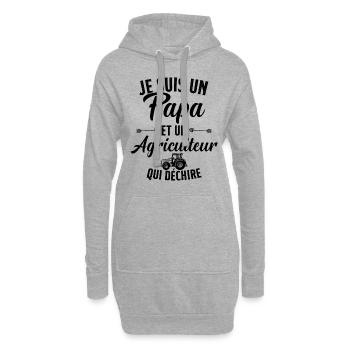 Papa et agriculteur qui déchire - Sweat-shirt à capuche long Femme - gris chiné - Devant