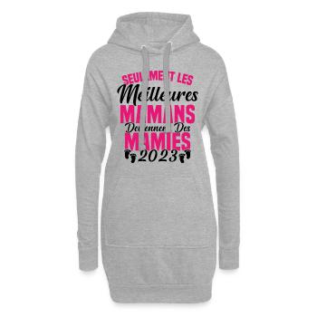 Les Meilleures Mamans Deviennent des Mamie 2023 - Sweat-shirt à capuche long Femme - gris chiné - Devant