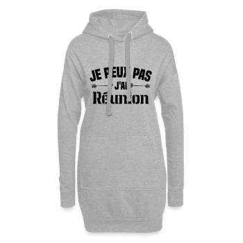 je peux pas j'ai Réunion Cadeau Humour - Sweat-shirt à capuche long Femme - gris chiné - Devant