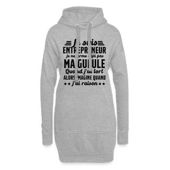 Je suis entrepreneur je ne ferme pas ma gueule - Sweat-shirt à capuche long Femme - gris chiné - Devant