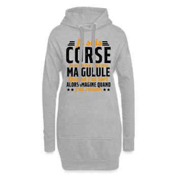 Corse je ne ferme pas ma gueule cadeau humour - Sweat-shirt à capuche long Femme - gris chiné - Devant
