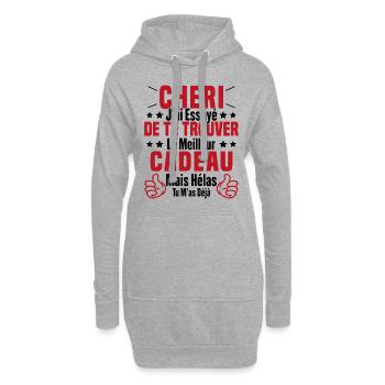 Chéri Saint Valentin Amour Couple Humour - Sweat-shirt à capuche long Femme - gris chiné - Devant