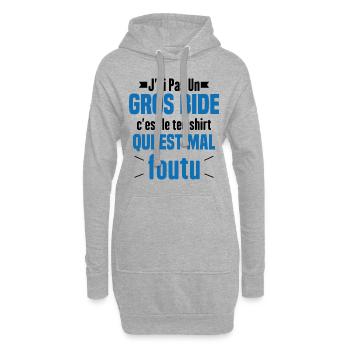 J'ai Pas Un Gros Bide Humour Cadeau - Sweat-shirt à capuche long Femme - gris chiné - Devant