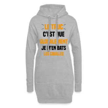 Le Truc C'est Que Je M'en Bats Les Couilles - Sweat-shirt à capuche long Femme - gris chiné - Devant
