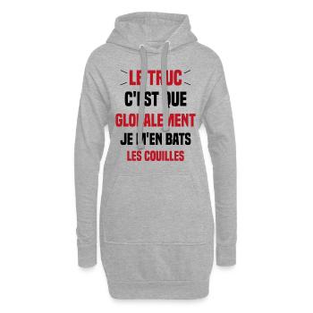 Le Truc C'est Que Je M'en Bats Les Couilles - Sweat-shirt à capuche long Femme - gris chiné - Devant