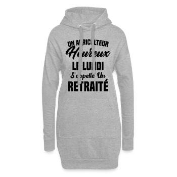 Agriculteur Heureux le lundi S'appelle un Retraité - Sweat-shirt à capuche long Femme - gris chiné - Devant