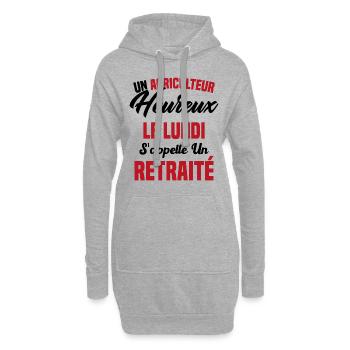 Agriculteur Heureux le lundi S'appelle un Retraité - Sweat-shirt à capuche long Femme - gris chiné - Devant