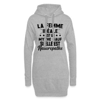 La femme idéale est un mythe sauf naturopathe - Sweat-shirt à capuche long Femme - gris chiné - Devant