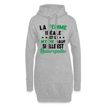 La femme idéale est un mythe sauf naturopathe - Sweat-shirt à capuche long Femme - gris chiné - Devant