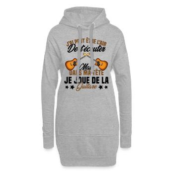 Je Joue De La Guitare Cadeau Humour Guitariste - Sweat-shirt à capuche long Femme - gris chiné - Devant