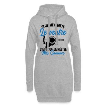 Si je me gratte le ventre humour guitariste - Sweat-shirt à capuche long Femme - gris chiné - Devant