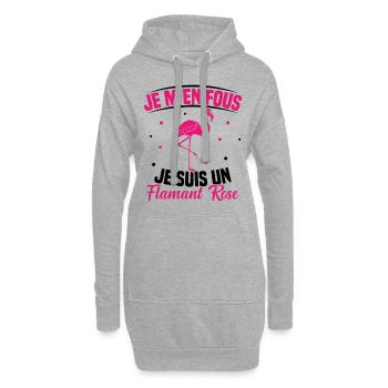 Je M’en Fous Je Suis Un Flamant Rose Humour - Sweat-shirt à capuche long Femme - gris chiné - Devant