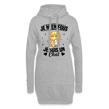 Je m'en fous Je suis un Chat Humour Chat Chaton - Sweat-shirt à capuche long Femme - gris chiné - Devant