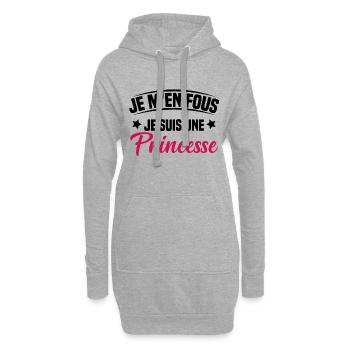 je m'en fou je suis une princesse - Sweat-shirt à capuche long Femme - gris chiné - Devant